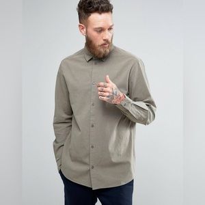 Hugo Boss Sage Gray Long Sleeve Button-Up Excellent Condition sz 16 1/2 34/35